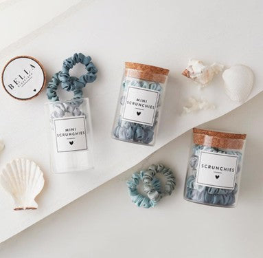 Blue Scrunchies in Jar