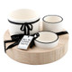 Trio Ceramic Bowls w/ Wood Base